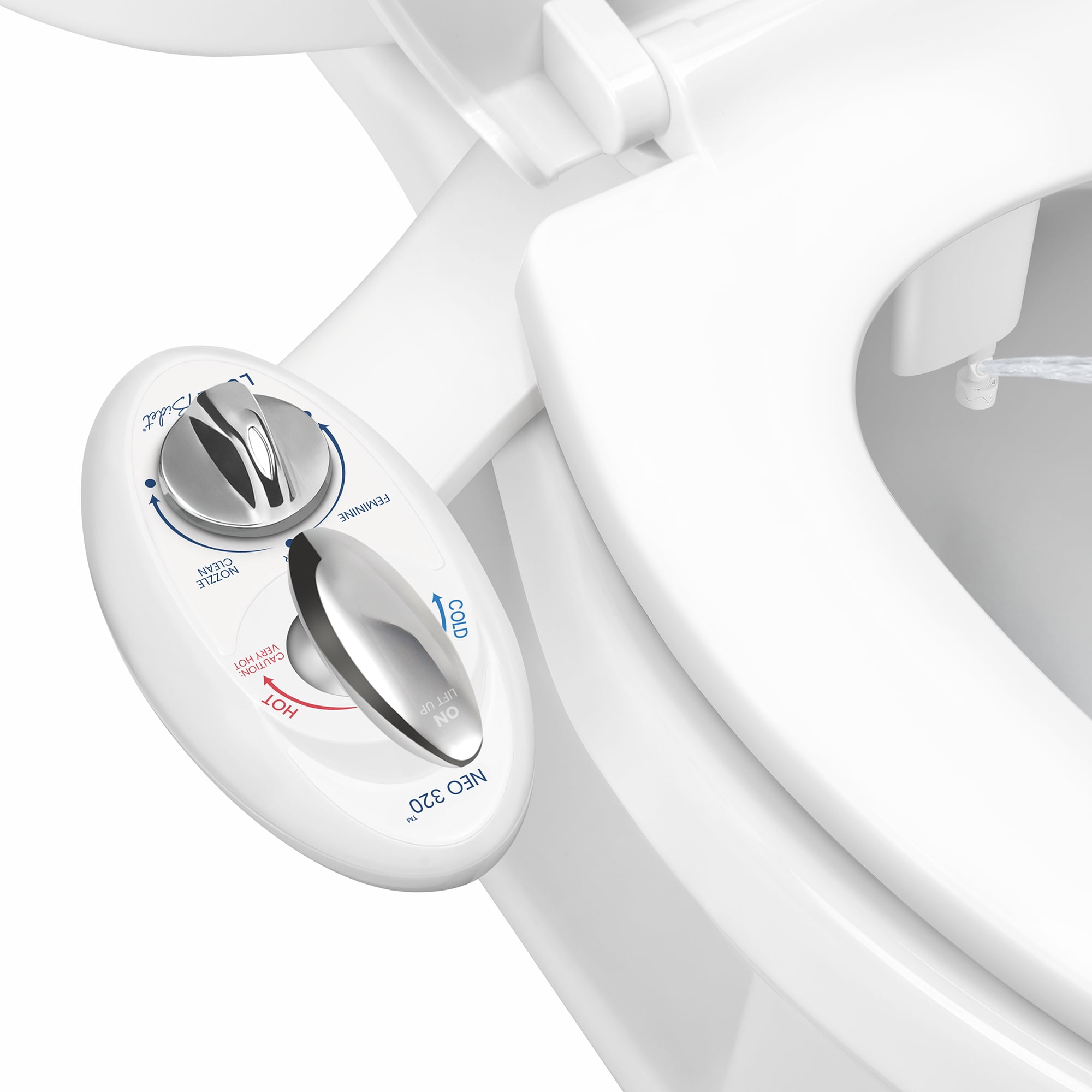 LUXE Bidet NEO 320 - Hot and Cold Water, Self-Cleaning, Dual Nozzle, Non-Electric Bidet Attachment for Toilet Seat, Adjustable Water Pressure, Rear and Feminine Wash, Lever Control (White)