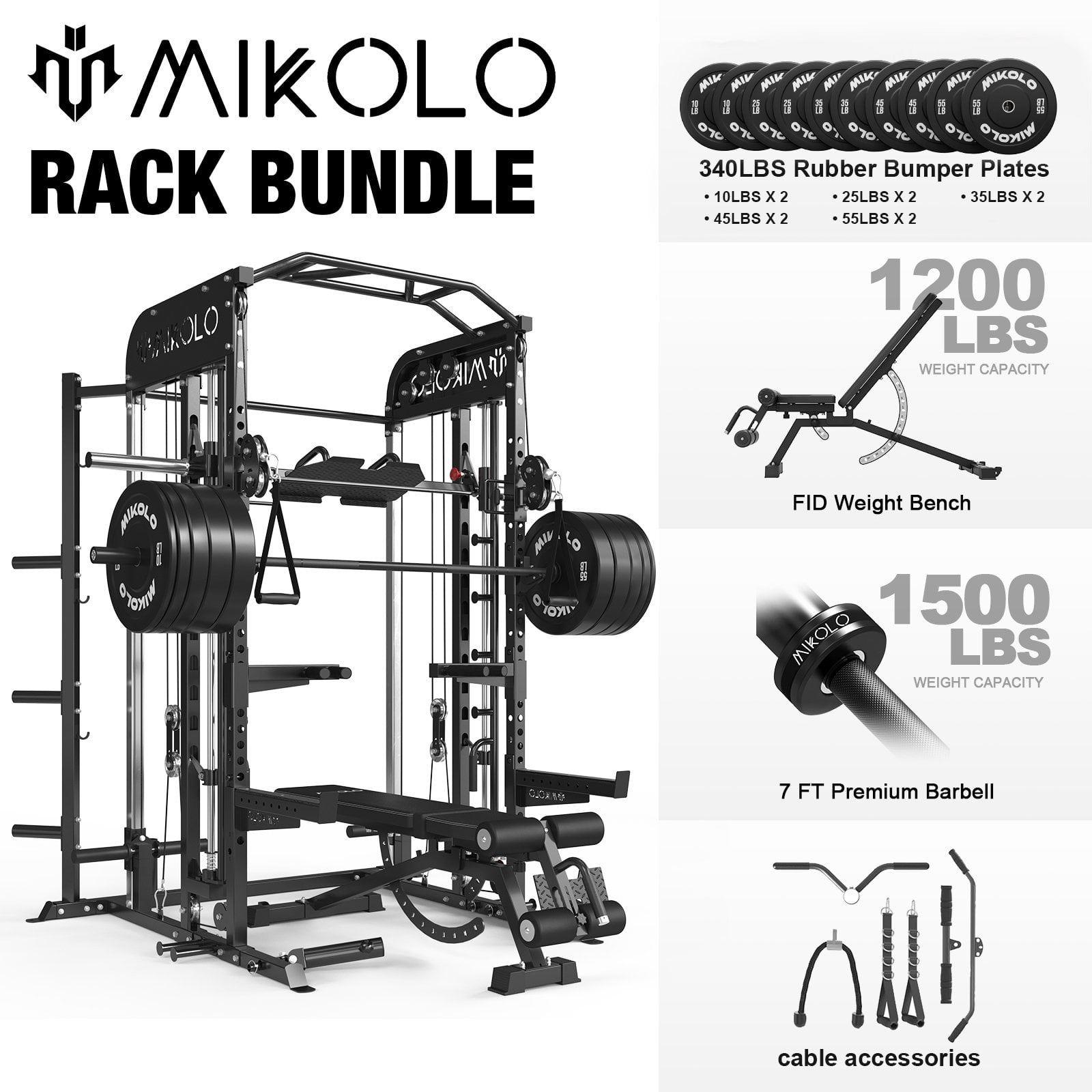 Smith Machine|Weight Bench/Barbell/340|Weight Plates