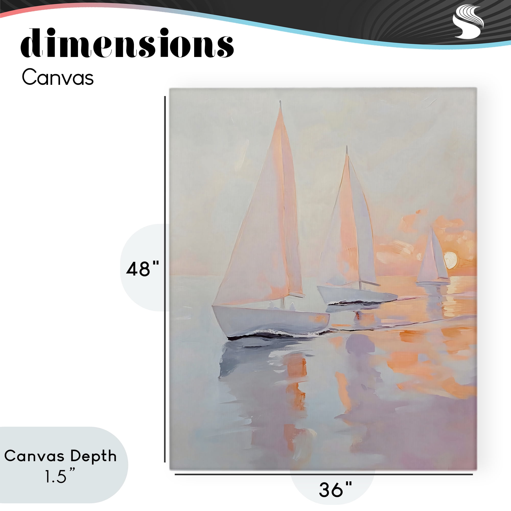 Stupell Industries Peach Sunset Sailboats on Sea Canvas Wall Art, design by Creative Studio