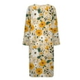 thumbnail image 4 of Yuyamidu Daisy Women's Bathrobe Zipper Front Bath Robes Yellow Flowers Long Sleeve Robe Size L Skin-Friendly Crewneck House Coat for Women Mid-Length Dressing Gown, 4 of 7