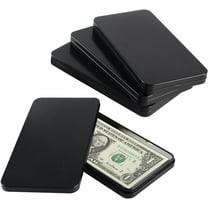 NOGIS 4 PCS Black Metal Cash Box Money Saving Organizer for Cash Single Row Currency Tray Money Holder Cash Gift Box Money Storage Box with Lid Money Organizer for Cash