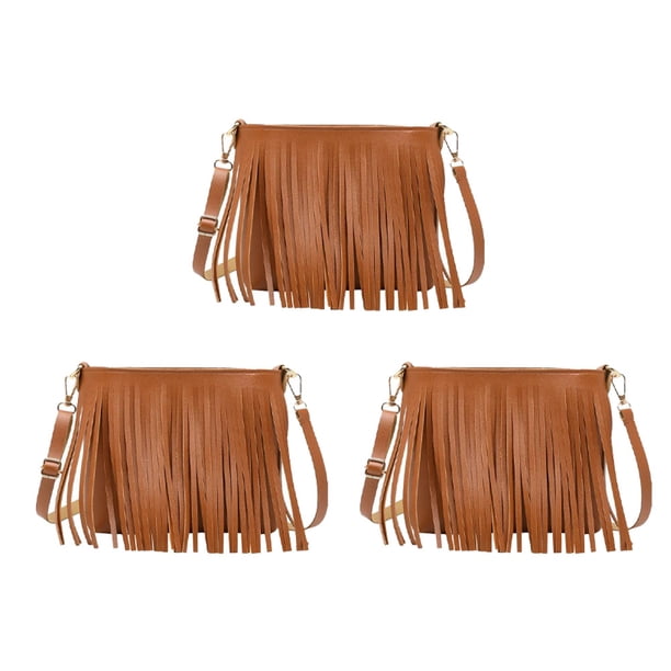 Bolso bandolera de piel con borlas para niña Cartera de mujer Bolso de hombro diario
