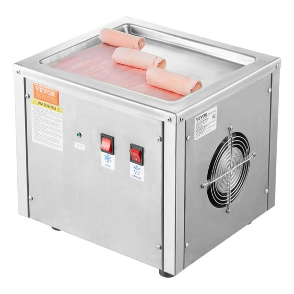 Fried Ice Cream Roll Machine, 11" x 9.5" Stir-Fried Ice Cream Pan, Stainless Steel Rolled Ice Cream Maker with Compressor and 2 Scrapers, for Making Ice Cream, Frozen Yogurt, Ice Cream Rolls
