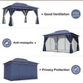 thumbnail image 4 of KAMEROUT 10'x13' Outdoor Patio Gazebo with Mosquito Nettings, Double Roof Metal Frame with Privacy Screens and Anchoring Kit, Classic Blue, 4 of 8