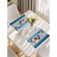 thumbnail image 5 of Blue Starfish Beach Placemats Set of 6, Summer Conch Coral Coastal Wood Grain Placemats for Dining Table, Place Mats for Kitchen Tabletop, Waterproof Wipeable Dining Table Mats Set, 5 of 9