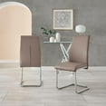 thumbnail image 3 of Furniturebox UK Lorenzo Modern Adult Faux Leather Dining Side Chairs, Cappuccino Beige (Set of 2), 3 of 6