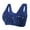 Dark Blue, variant on Women's Front Closure Bra Wireless Lace Trim Lingerie, Floral Print Vest Underwear, Front Button Sleep Top, Wide Strap Comfort Bralette, Easy On Off Daily Support