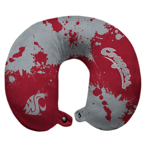 Washington State Cougars 12'' x 13'' Splatter Print Polyester Travel Pillow