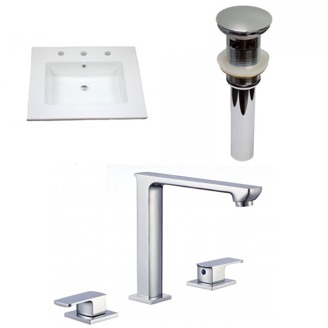 American Imaginations 25-in. W 3H8-in. Ceramic Top Set In White Color - Overflow Drain Incl. AI-33129