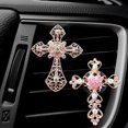 thumbnail image 1 of ShiYe toys 2 piezas de clip decorativo para coche con diamantes de imitación en forma de cruz, ambientadores para coche, clip de ventilación de metal para coche, ventilación de aire para coche brillan, 1 of 5