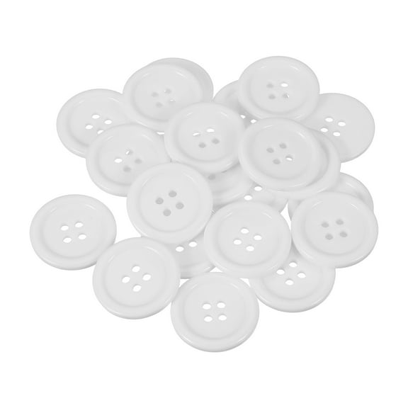 Uxcell 22 Pcs White Resin Button, 1 1/8 Inch(30mm) Round 4 Holes Sewing Buttons, Big Size Flatback Button for DIY Craft Making Clothes Sewing Handmade Ornament