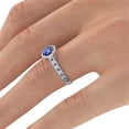 thumbnail image 4 of 14K White Gold 2.50 ctw Lab Created Blue Sapphire Ring with Diamonds Vintage Micro Pave Halo, 4 of 7