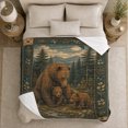 thumbnail image 5 of Protective Bear Cubs Forest Scene Rustic, Peaceful Mountain Lake Scene, Warm Flannel Blanket for Cabin and Lodge, Outdoor Lovers Friendship Gift, Artistic Home Decor, 5 of 9