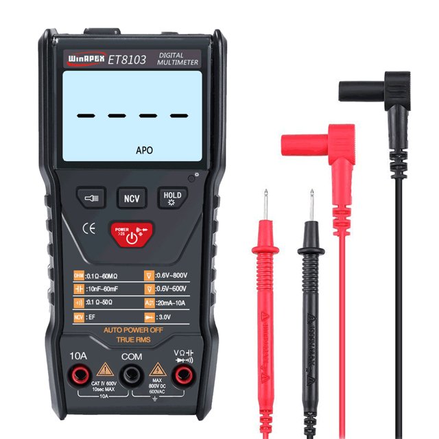 Amdohai WinAPEX ET8103 LCD Display Portable Auto Measure Multimeter AC/DC Voltage Current Capacitance Electric Field Resistance Meter True RMS 6000 Counts Display with Flashlight Function
