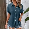 thumbnail image 5 of GEWSEY Womens Button Down Shirts 3/4 Sleeve Dress Blouses Business Casual Collared Oxford Tops (Navy, XXL), 5 of 8