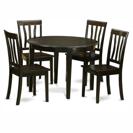 East West Furniture Boston 5 Piece Round Dining Table Set With East West Furniture Boston 5 Piece Round Dining Table Set with Antique Wooden Seat Chairs - East West Furniture Boston 5 Piece Round Dining Table Set With
