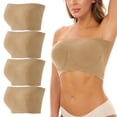 thumbnail image 3 of Tank Tops for Women,Strapless Sports Bra Bandeau Top with Light Padding for Yoga Fitness and Wear,Camisole Tops for Women,Khaki,S, 3 of 8