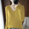 thumbnail image 1 of Suéter de mujer Otoño Invierno 2024 Jerseys de punto Cuello en V Camisa ajustada de corte bajo Jerseys de punto suaves y sólidos Suéteres básicos, 1 of 5