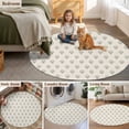 thumbnail image 5 of Bohemia Round Area Rug 7Ft Washable Circle Rugs for Dorm Laundry Room, Green Flowers Abstract Boho Beige Non-Slip Carpet Floor Mats Indoor Outdoor Carpet Runner Aesthetic Home Decor, 5 of 8
