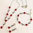 thumbnail image 2 of Red Rose Jewelry Set Silver Necklace Bracelet and Earrings for Valentine's Day Elegant Gold Gift, 2 of 5