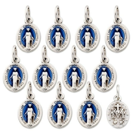 - Lot of 12 - Silver Tone Our Lady of Grace Mini Miraculous Medal Pendant