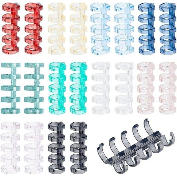 20pcs Loose Leaf Binders 10 Colors 5-Ring Book Rings Translucent Binding Spines Combs Snap Split Binder Rings Binding Comb for DIY Travel Diary Scrapbook Photo Album Binding Supply