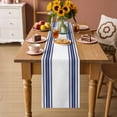 thumbnail image 2 of Navy Blue Striped Cotton Linen Rectangle Table Runners 13"x70", Modern Farmhouse Stripes Coffee Table Runner Dresser Scarves Luxury Table Runners for Wedding Party Banquet Dinner Decor, 2 of 8
