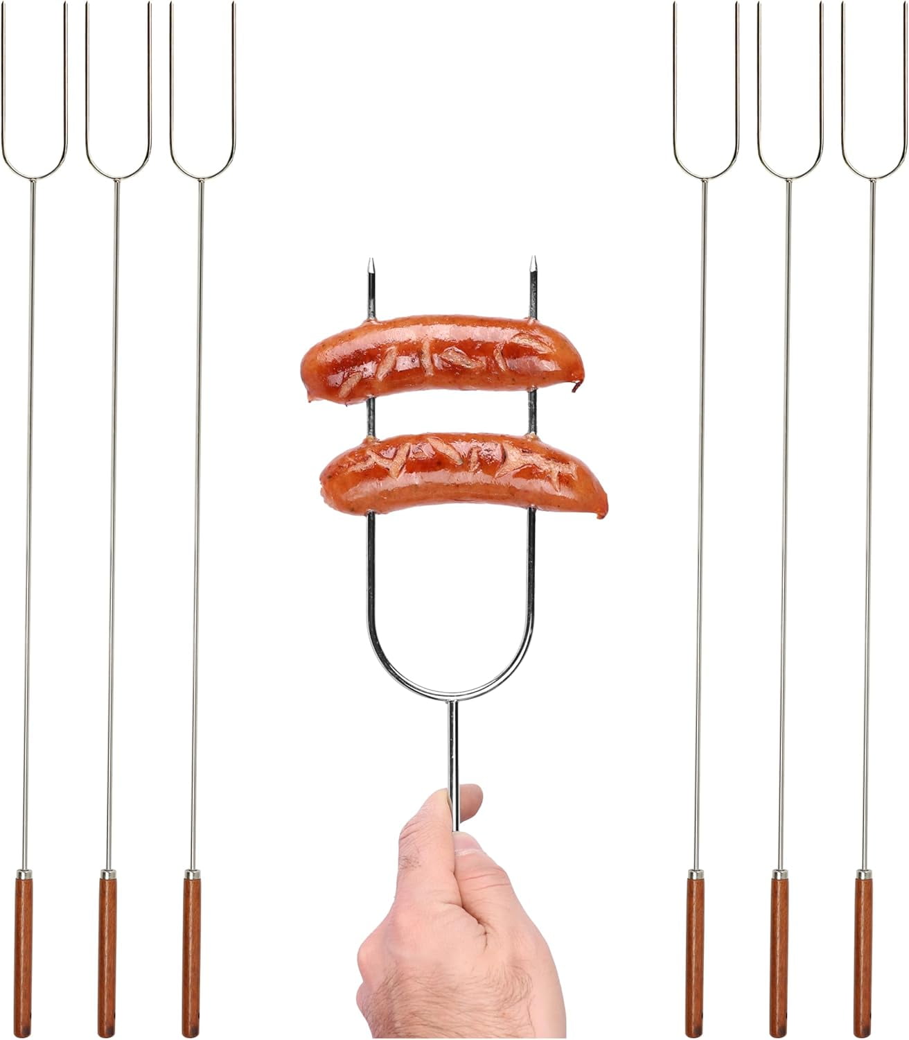 Coghlan's 41” Roasting Camp Fork, Chromed-Steel, Wooden Handle, 6 Pack + Jet-Puffed Jumbo Extra Large Marshmallows, 1.5 lb Bag