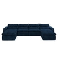 thumbnail image 2 of Aukfa 150" U-Shape Sectional Sofa with Ottoman, 6-Seater Chenille Modular Couch, Free Combination & Side Pockets, Blue, 2 of 10