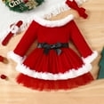 thumbnail image 7 of Toddler Baby Girl Christmas long sleeve Dress Santa Claus Red Princess Tulle Dress with Headband Outfits, 7 of 7