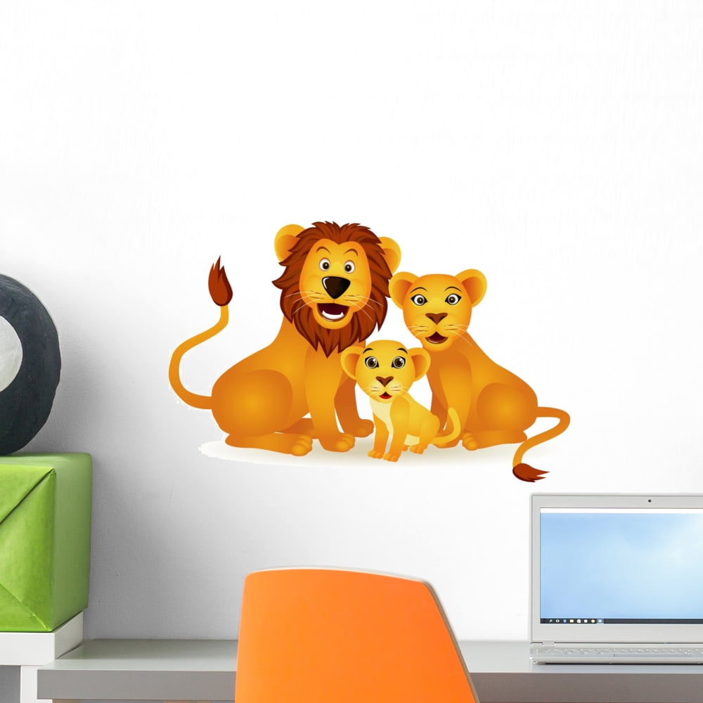 Lion Family Wall Decal by Wallmonkeys Peel and Stick Graphic (18 in W x