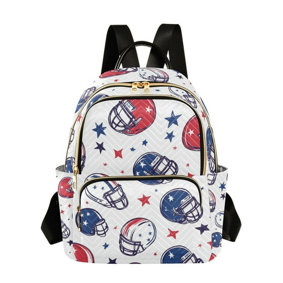 FORMRS Mini Backpack Purse for Women Quilted Travel Daypack Casual Shoulder Bag, Cartoon American Football Helmets