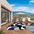 thumbnail image 2 of Navy Blue Black Geometric Outdoor Rug 3x5 Ft, Non Slip Washable Area Rug, Modern Abstract Art Block Patio Rugs Carpet Runner, Large Floor Mat for Indoor/Outdoor Deck Porch Camping, 2 of 8