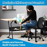 Sew Ready Eclipse Sewing and Craft Table With Adjustable Platform, Black / Maple