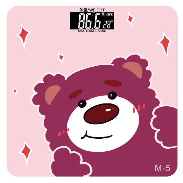 Báscula de peso de dibujos animados, báscula de peso Digital con pantalla retroiluminada cuadrada de vidrio templado para seguimiento de la salud M5