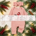 thumbnail image 4 of Nwiuh My First Christmas Baby Girl Outfit Newborn Onesie Embroidery Long Sleeve Romper Headband Fall Winter Clothes (Pink, 0-3 Months), 4 of 5
