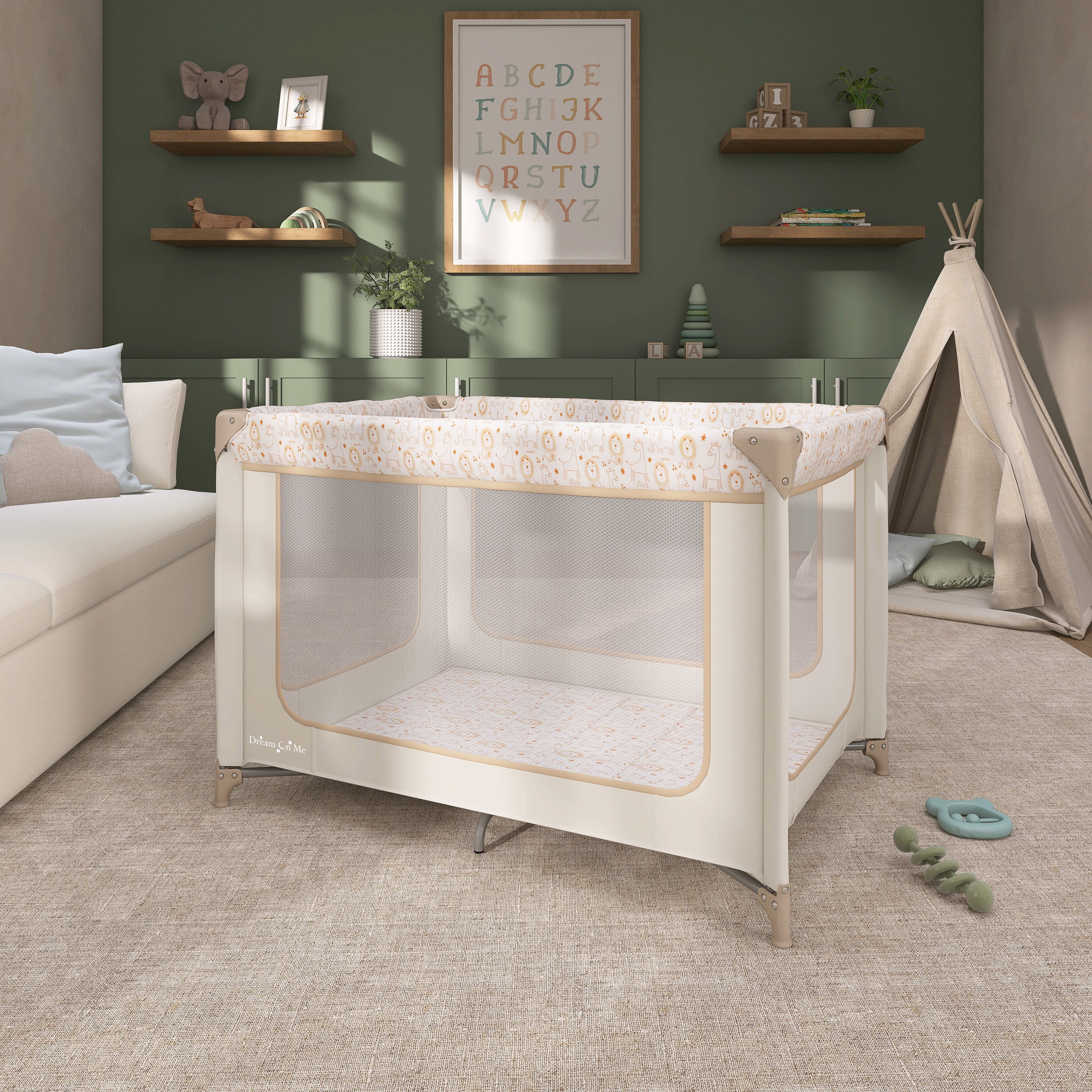Dream On Me Zodiak Portable Playard with Carry Bag & Shoulder Strap, Beige, Unisex