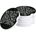 thumbnail image 1 of FMSHPON Letter Texture Blackboard Set of 4 Car Coaster for Drinks, Absorbent Ceramic Stone Coasters Cup Mat with Cork Base for Home Kitchen Room Coffee Table Bar Decor, 1 of 5