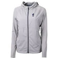 thumbnail image 2 of Women's Cutter & Buck Gray Kansas Jayhawks Adapt Eco Knit Hybrid Recycled Full-Zip Hoodie, 2 of 3