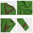 thumbnail image 3 of Mens V Neck Sweater Casual Cable Knit Slim Fit Pullover Long Sleeve Fall Winter Sweaters Green XL, 3 of 5