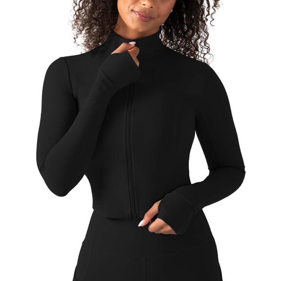 YITTY Active Women's and Women's Plus UltraLuxe Cropped Full Zip Jacket, Athleisure, 4-Way-Stretch, Thumbholes, Sizes XS-4X
