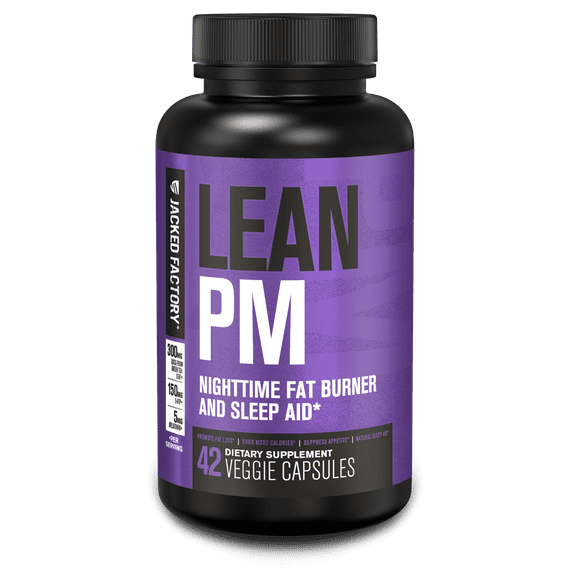 Jacked Factory Lean PM Night Time Fat Burner, Sleep Aid, & Appetite Suppressant Weight Loss Supplement - 42 Count