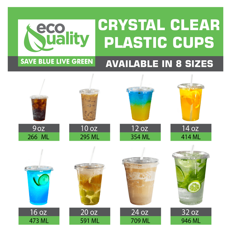 Large Clear Plastic Disposable Cups with Lids & Straws 25 count - 32 oz  (ounces) Clear PET Cup for Cold Smoothie, Iced Coffee, Boba, Bubble Tea,  Protein Shakes, Cold Drinks 