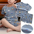 thumbnail image 2 of Boy Outfit Shorts Suits Outfit Kid Short Sleeve Shirt Top Casual Suit Summer Solid Short Sleeve Baby Boy Clothes Grey 18 Months-24 Months, 2 of 3