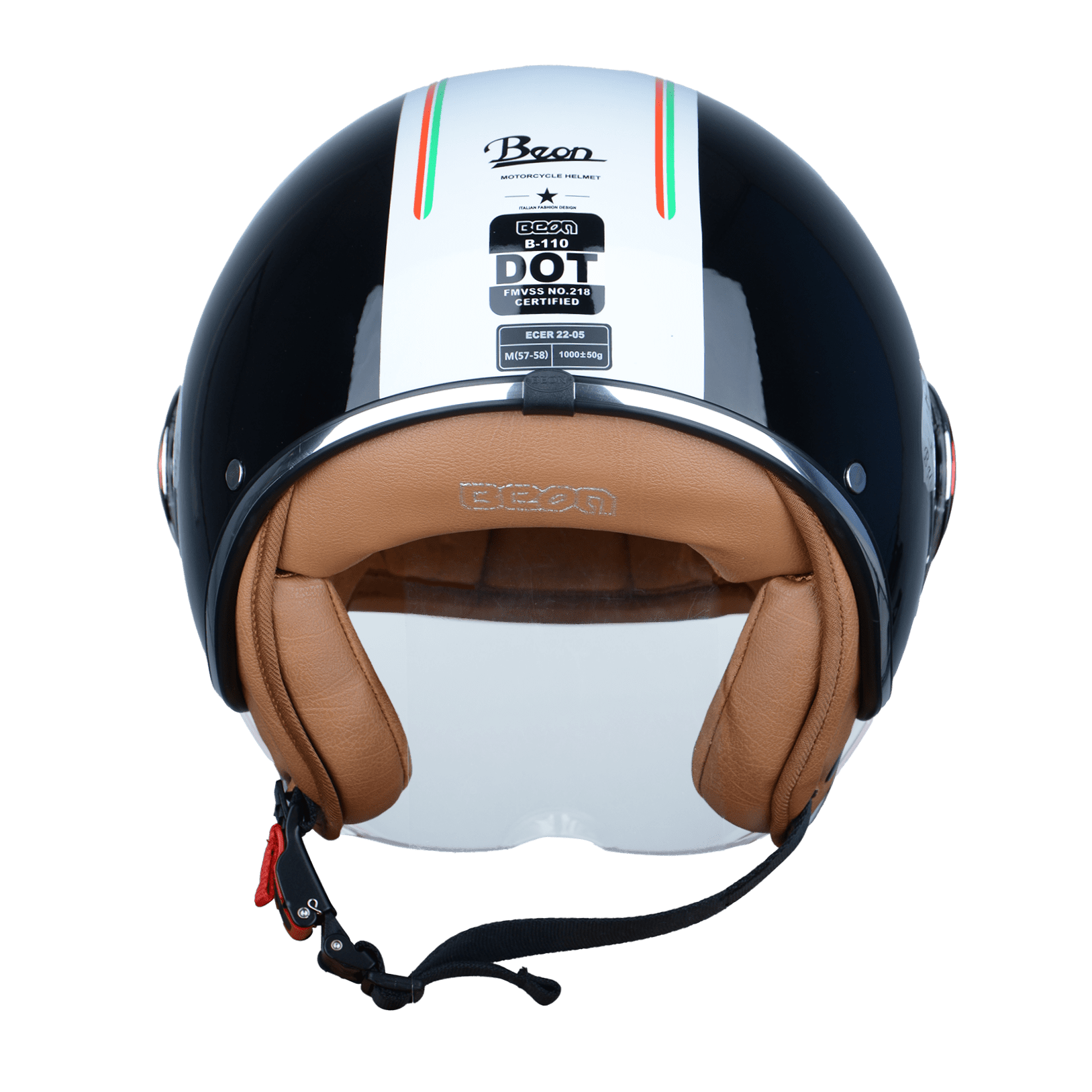 BEON Half Face Retro Vintage Motorcycle Helmet with Anti-Scratch Visor for Adults Moped Vespa, DOT & ECE Approved