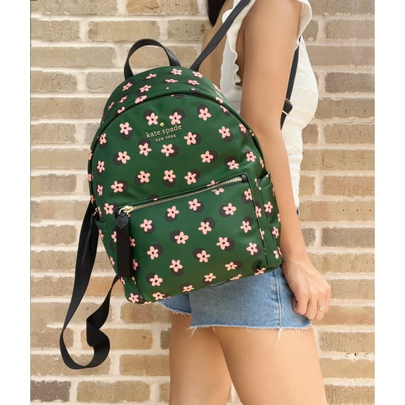 Kate Spade Chelsea Little Better Nylon Backpack Bico Green Multi Daisy Flowers