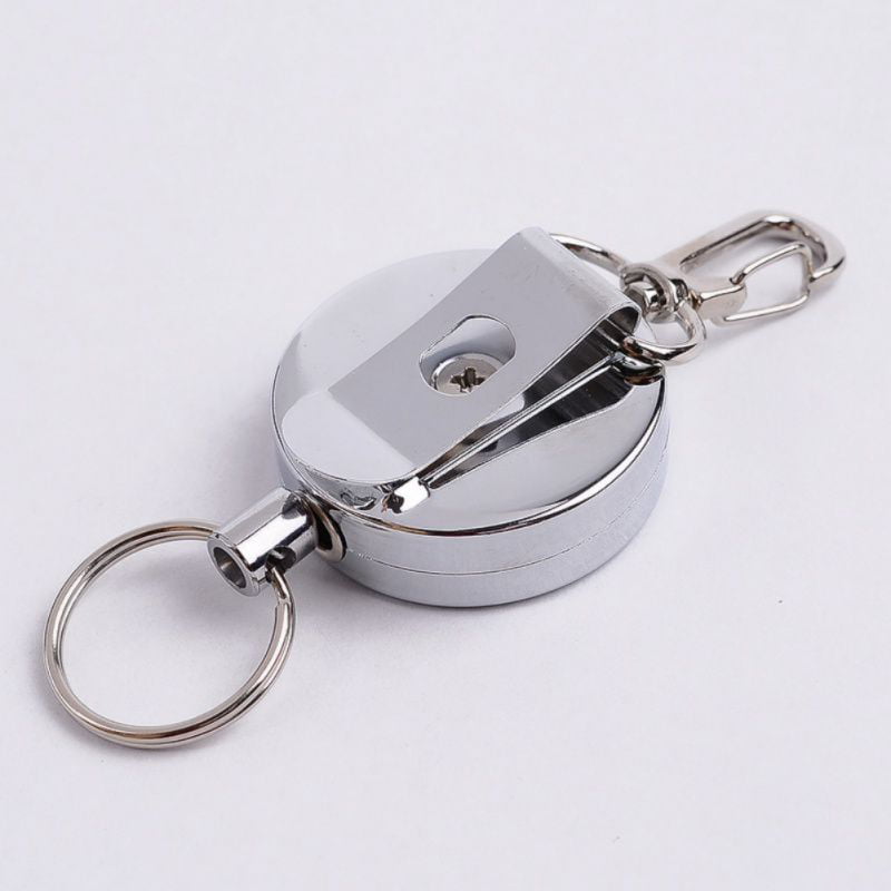 Silver 4cm Metal High-elastic Telescopic Wire Rope Keyring Key Chain Keyfob 