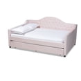 thumbnail image 1 of Baxton Studio Perry Velours Rembourré Lit de Repos Queen avec Gigogne en Rose, 1 of 10