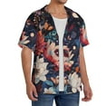 thumbnail image 2 of Logiee Colorful Flower Peacock Print Men's Button Down Shirts Short Sleeve, Summer Beach Shirts,Vacation Wedding Shirts,Men's Casual Button-Down Shirts with Pocket-Large, 2 of 5
