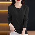 thumbnail image 2 of QIYAGBSA Cardigan Sweater for Women Round Neck Button Front Long Sleeve Stretch Knit Lightweight for Office and Daily Wear (Black 2XL), 2 of 6